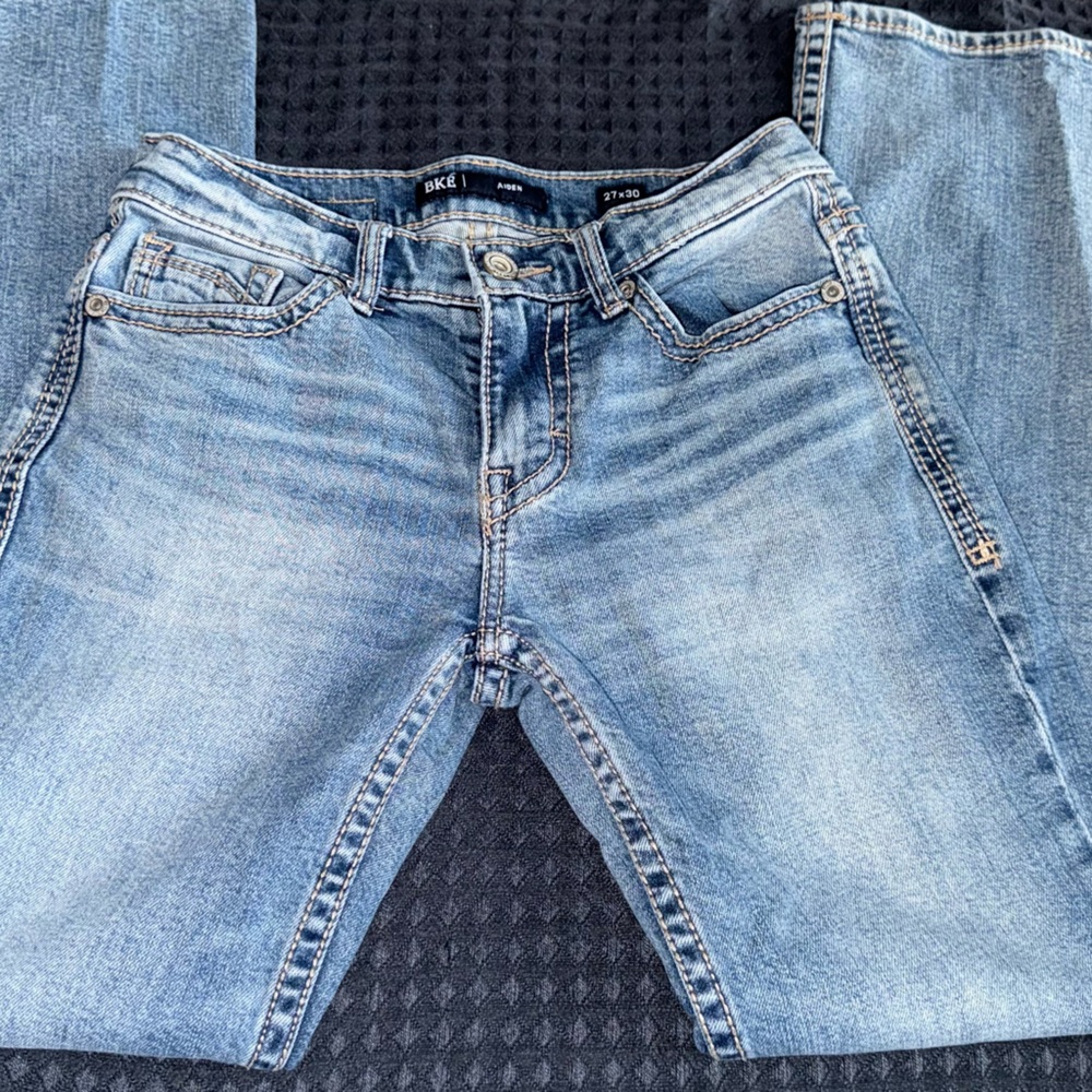 BKE Men's Slim Straight Jeans - Light Blue